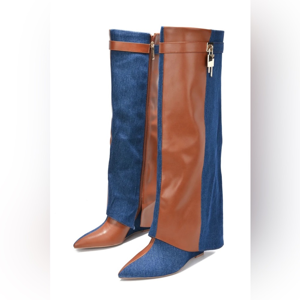 Cape Robbin Colorblock Denim Boots